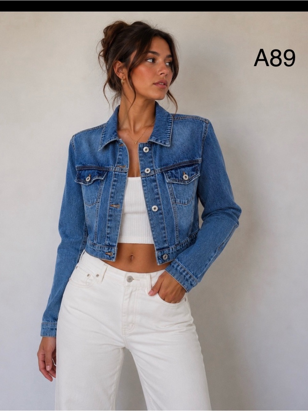 Love Tree Light Blue Denim Jacket,Size Medium